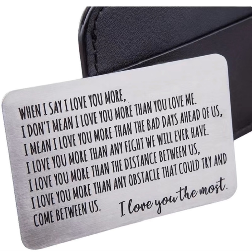 Metal wallet card love reminder